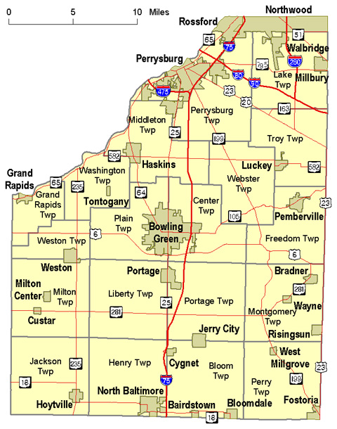 Map of Wood County, Ohio